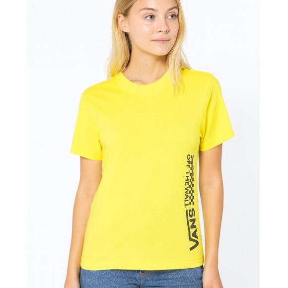 2/$15 Vans Off The Wall Yellow T-Shirt Logo Short Sleeve Womens Size S - Picture 1 of 12